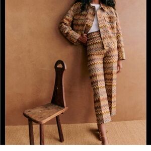 SÉZANE Jenson Jacquard Trouser ZigZag pattern size 6 (38) NWT